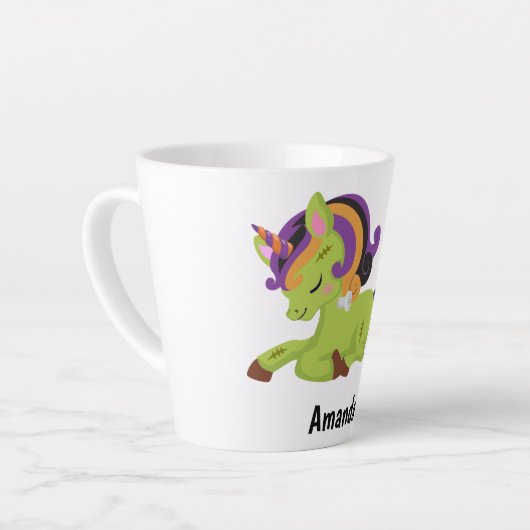Cute Frankenstein Unicorn Halloween Latte Mok (Linkerhoek)