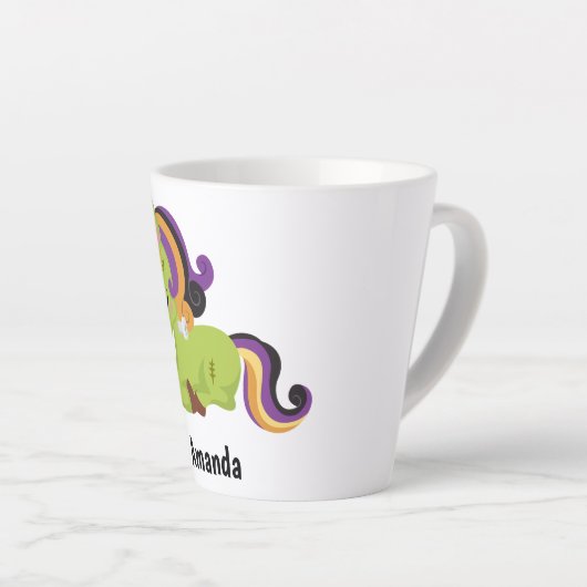 Cute Frankenstein Unicorn Halloween Latte Mok (Rechterhoek)
