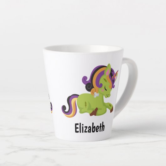 Cute Frankenstein Unicorn Halloween Latte Mok (Rechterhoek)