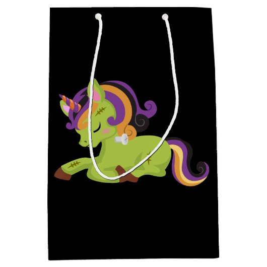 Cute Frankenstein Unicorn Halloween Medium Cadeauzakje (Voorkant)