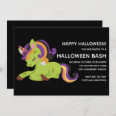 Cute Frankenstein Unicorn Halloween Party Kaart (Voorkant / Achterkant)