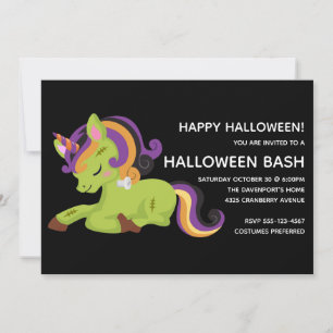 Cute Frankenstein Unicorn Halloween Party Kaart