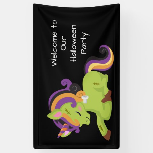 Cute Frankenstein Unicorn Halloween Party Spandoek (Verticaal)