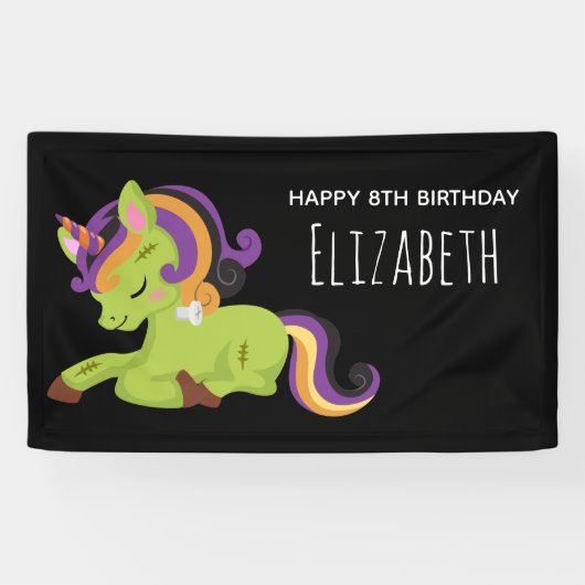 Cute Frankenstein Unicorn Halloween Party Spandoek (Horizontaal)