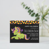 Cute Frankenstein Unicorn Halloween Party Uitnodiging Briefkaart (Staand voorkant)