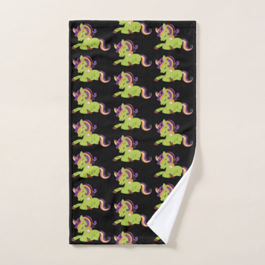 Cute Frankenstein Unicorn Halloween Pattern Bad Handdoek (Handdoek)