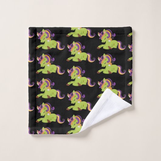 Cute Frankenstein Unicorn Halloween Pattern Bad Handdoek (Wasdoekje)