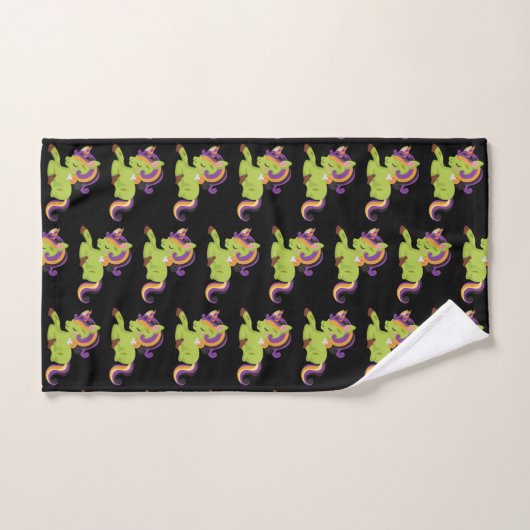 Cute Frankenstein Unicorn Halloween Pattern Bad Handdoek (Handdoek)