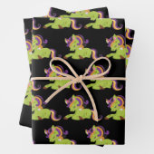 Cute Frankenstein Unicorn Halloween Pattern Inpakpapier Vel (In situ)