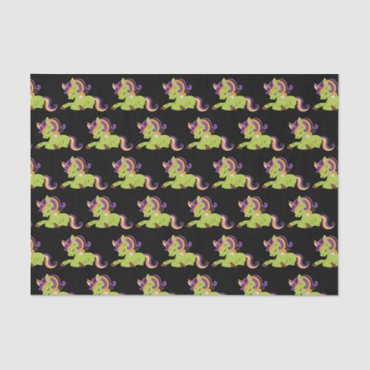 Cute Frankenstein Unicorn Halloween Pattern Tissuepapier (Voorkant)