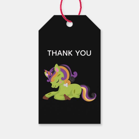 Cute Frankenstein Unicorn Halloween THank You Cadeaulabel (Voorkant)