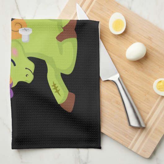 Cute Frankenstein Unicorn Halloween Theedoek (Quarter Fold)