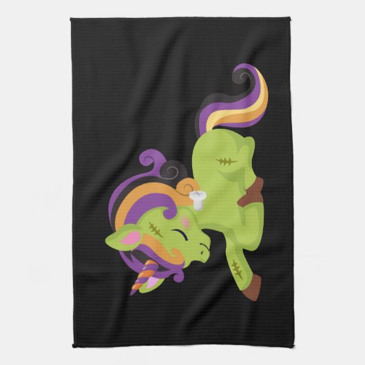 Cute Frankenstein Unicorn Halloween Theedoek (Verticaal)