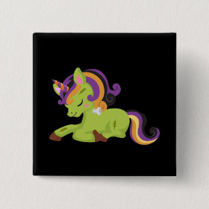Cute Frankenstein Unicorn Halloween Vierkante Button 5,1 Cm
