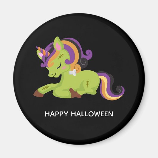Cute Frankenstein Unicorn Happy Halloween Magneet (Voorkant)