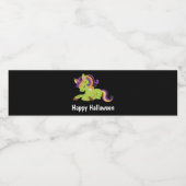 Cute Frankenstein Unicorn Happy Halloween Waterfles Etiket (Enkel label)