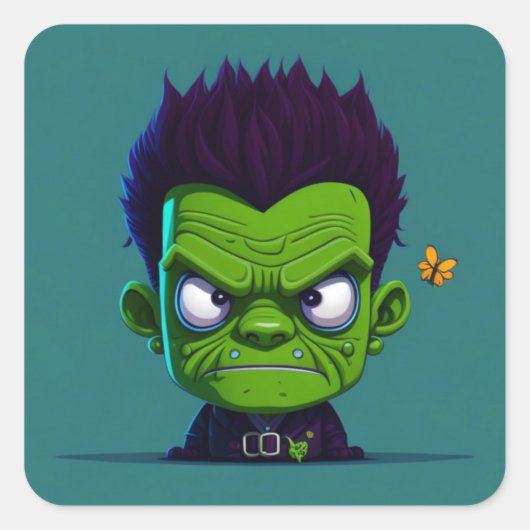 Cute Frankenstein Vierkante Sticker (Voorkant)