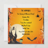 Cute Frankie & Castle Halloween Party Invites Kaart (Achterkant)