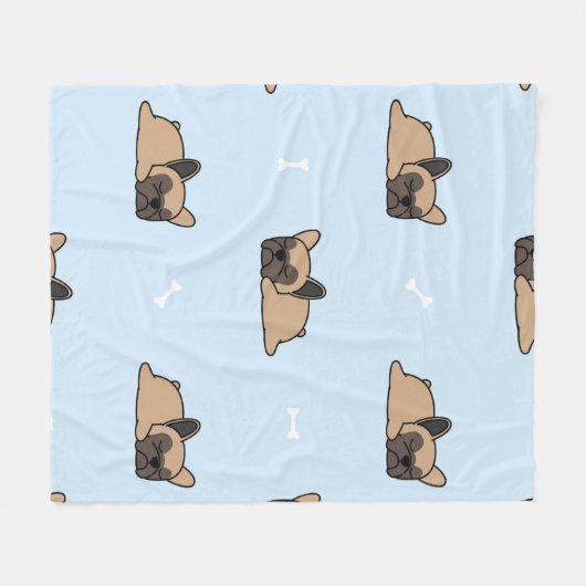 Cute franse buldog puppy die naadloos slaapt fleece deken (Voorkant (Horizontaal))
