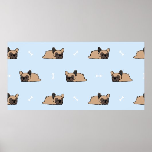 Cute franse buldog puppy die naadloos slaapt poster (Voorkant)