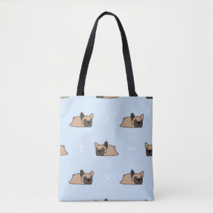 Cute franse buldog puppy die naadloos slaapt tote bag