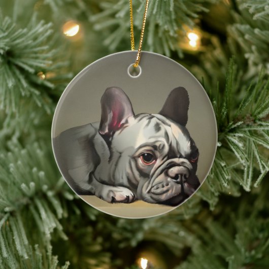 Cute franse bulldog keramisch ornament (Boom)
