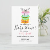 Cute franse macaron baby shower nodigt uit kaart (Staand voorkant)