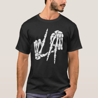 Cute Freaky Los Angeles Hand Sign Skeleton LA Gift T-shirt