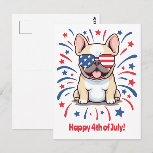 Cute French Bulldog, 4 juli Briefkaart (Voorkant / Achterkant)