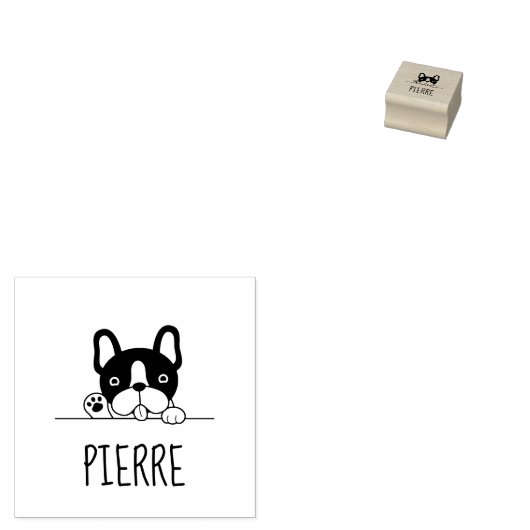 Cute French Bulldog Aangepaste Naam Rubberstempel (Gestempeld)