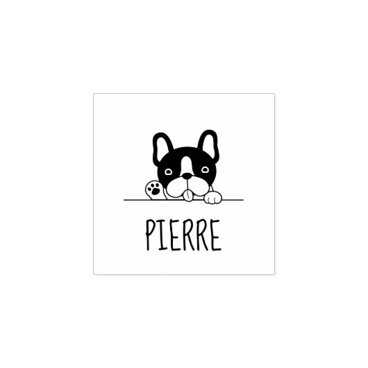 Cute French Bulldog Aangepaste Naam Rubberstempel (Afrduk)