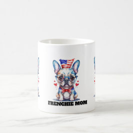 Cute French Bulldog American Flag with Hearts Koffiemok