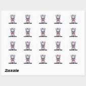 Cute French Bulldog American Flag with Hearts Ronde Sticker (Vel)