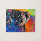 Cute French Bulldog art Puppy dog puzzle Legpuzzel (Horizontaal)