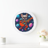 Cute French Bulldog Astronaut Playing Guitar – Fun Grote Klok (Huis)
