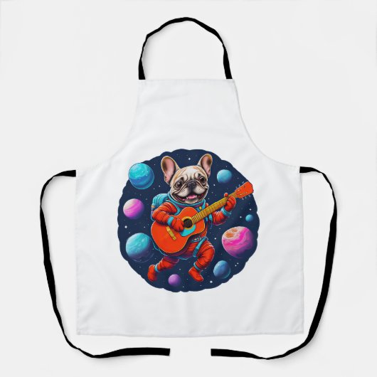 Cute French Bulldog Astronaut Playing Guitar – Fun Schort (Voorkant)