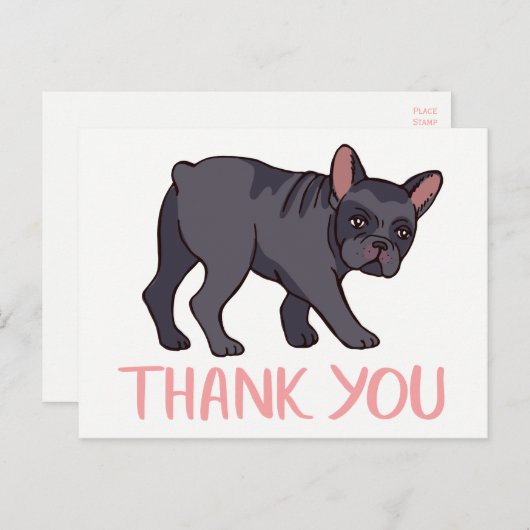 Cute French Bulldog Bedankt Frenchie Puppy Dog Briefkaart (Voorkant / Achterkant)