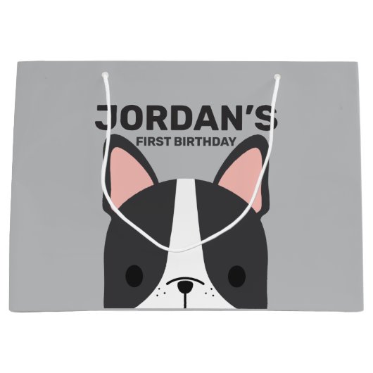 Cute French Bulldog Birthday Groot Cadeauzakje (Voorkant)