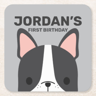 Cute French Bulldog Birthday Kartonnen Onderzetters