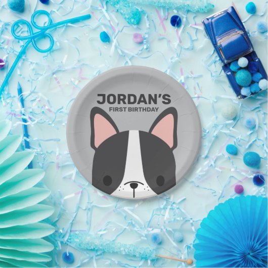 Cute French Bulldog Birthday Papieren Bordje (Feest)