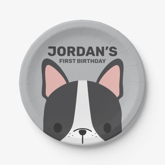 Cute French Bulldog Birthday Papieren Bordje (Voorkant)