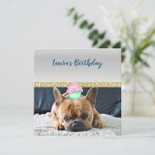 Cute French Bulldog Birthday Party INVITATION Kaart (Staand voorkant)
