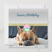 Cute French Bulldog Birthday Party INVITATION Kaart (Voorkant)