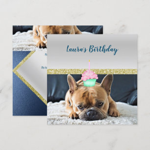 Cute French Bulldog Birthday Party INVITATION Kaart