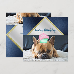 Cute French Bulldog Birthday Party INVITATION Kaart