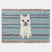 Cute French Bulldog Blue Striped Deken (Voorkant)
