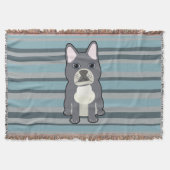 Cute French Bulldog Blue Striped Deken (Voorkant)