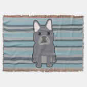 Cute French Bulldog Blue Striped Deken (Voorkant)