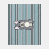 Cute French Bulldog Blue Striped Fleece Deken (Voorkant)
