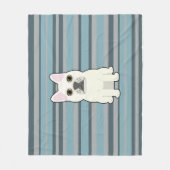 Cute French Bulldog Blue Striped Fleece Deken (Voorkant)